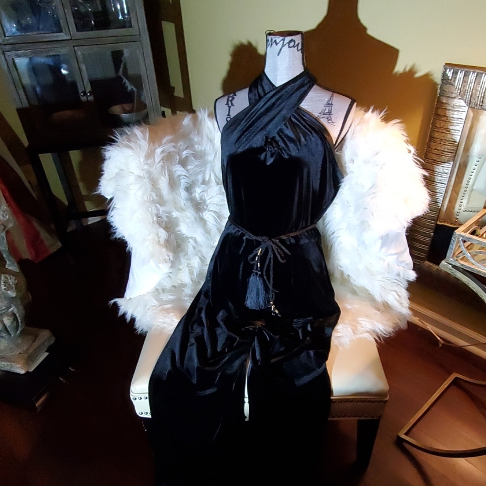 Black Velvet Evening Jumpsuit - image 2